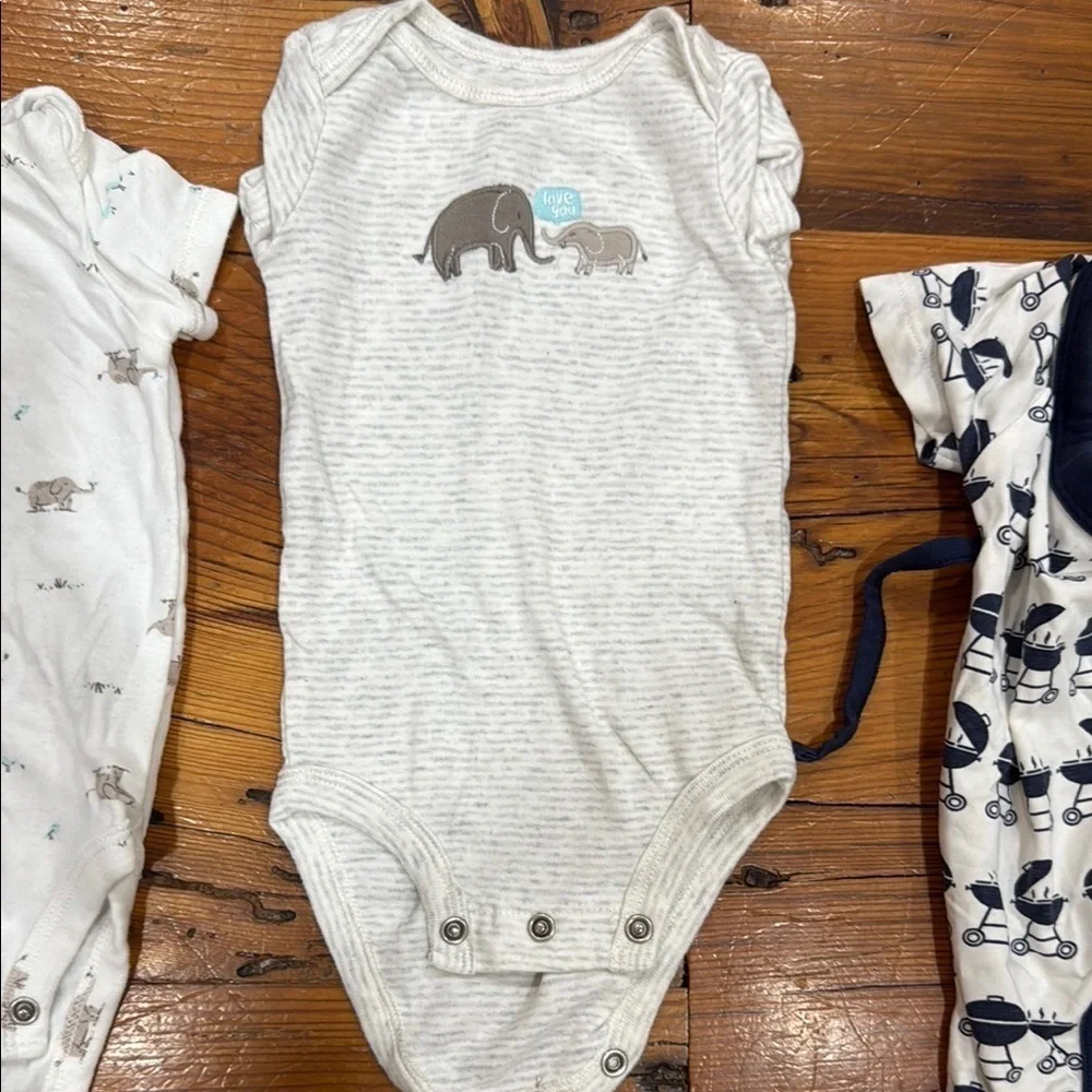 3 month bundle of baby onsies short sleeve & Monica and Andy bbq romper